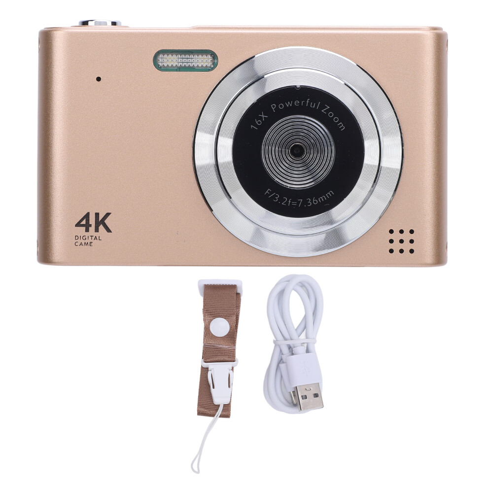 () Digital Camera 16X Zoom 4K 48Mp 2.4" Ips Anti Shake Compact Gold/Pink 643505169577
