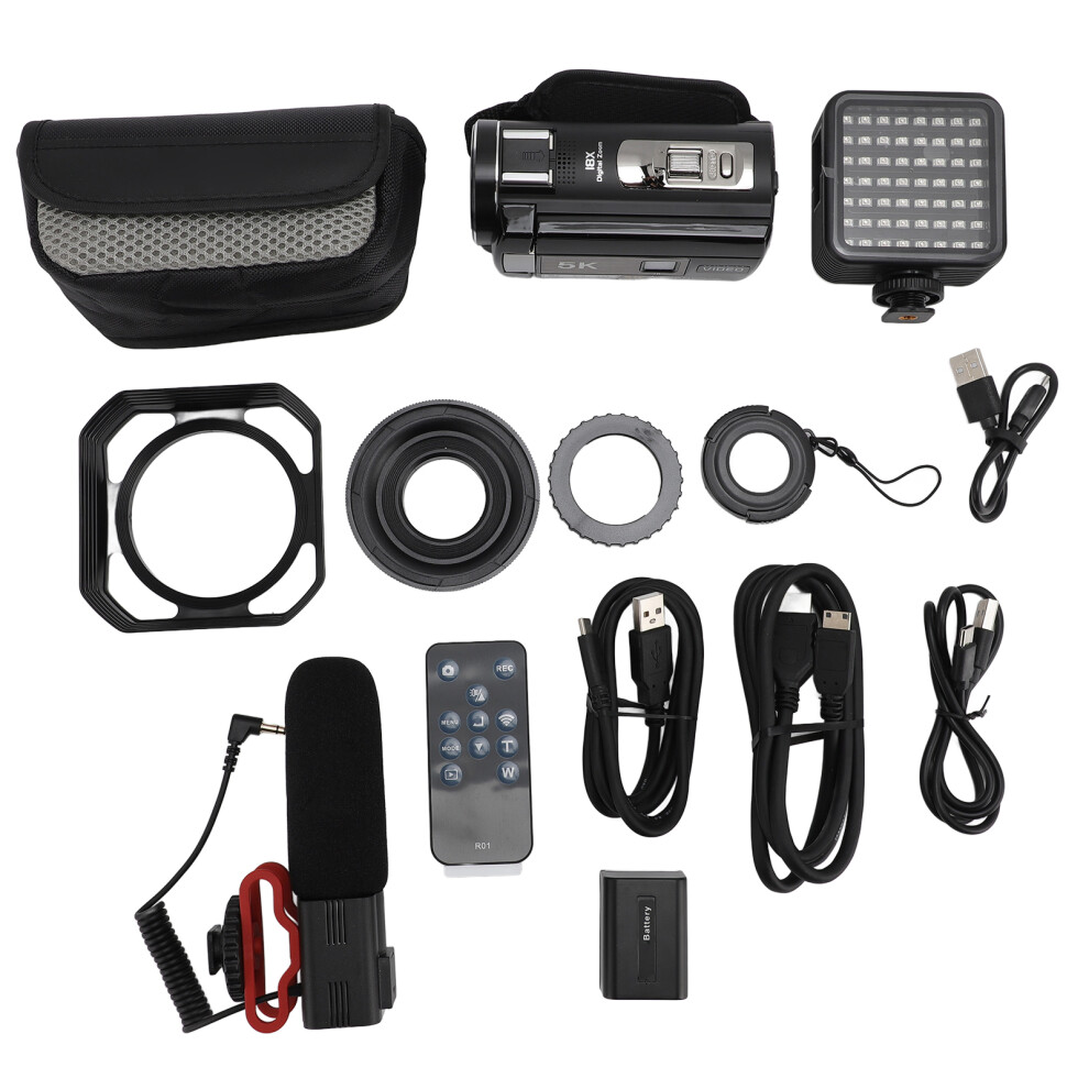 5K Hd Camcorder 3In Touch 18X Zoom Wifi Outdoor Dv With Hood Handle 643505171143