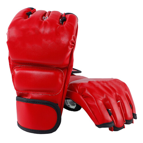 Unisex MMA-Handschuhe Halbfinger Boxhandschuh Rot