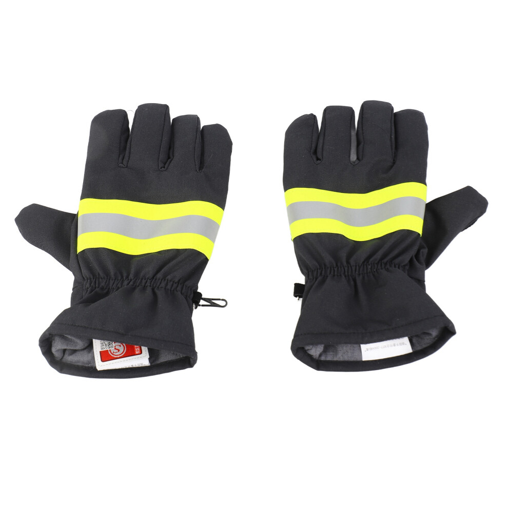 Flame Retardant Firefighting Gloves Heat Proof Breathable Black Yellow 604725154859
