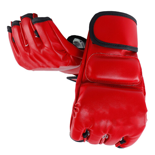 Unisex MMA-Handschuhe Halbfinger Boxhandschuh Rot 2