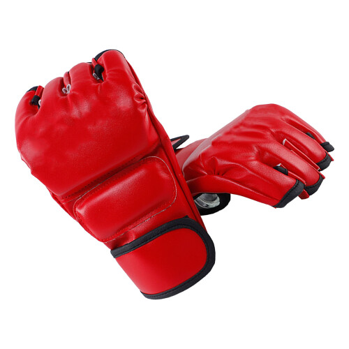 Unisex MMA-Handschuhe Halbfinger Boxhandschuh Rot 1