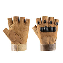 (Khaki XL) Half Finger Cycling Gloves Anti Slip Silicone Breathable Khaki XL