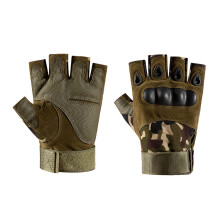 (Camouflage XL) Half Finger Cycling Gloves Anti Slip Silicone Breathable Khaki XL