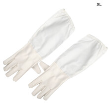 (XL) Bienenstich-Schutzhandschuhe Langarm Elastikbündchen Weiß XL