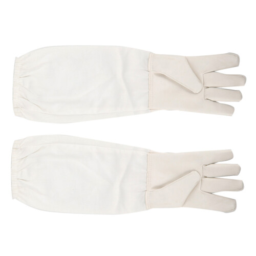 (XL) Bienenstich-Schutzhandschuhe Langarm Elastikbündchen Weiß XL 2