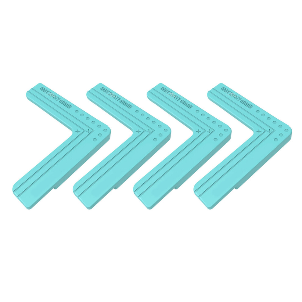 (Blue) 4Pcs Home Door Window Corner Guard Baby Proofing Silicone Gray