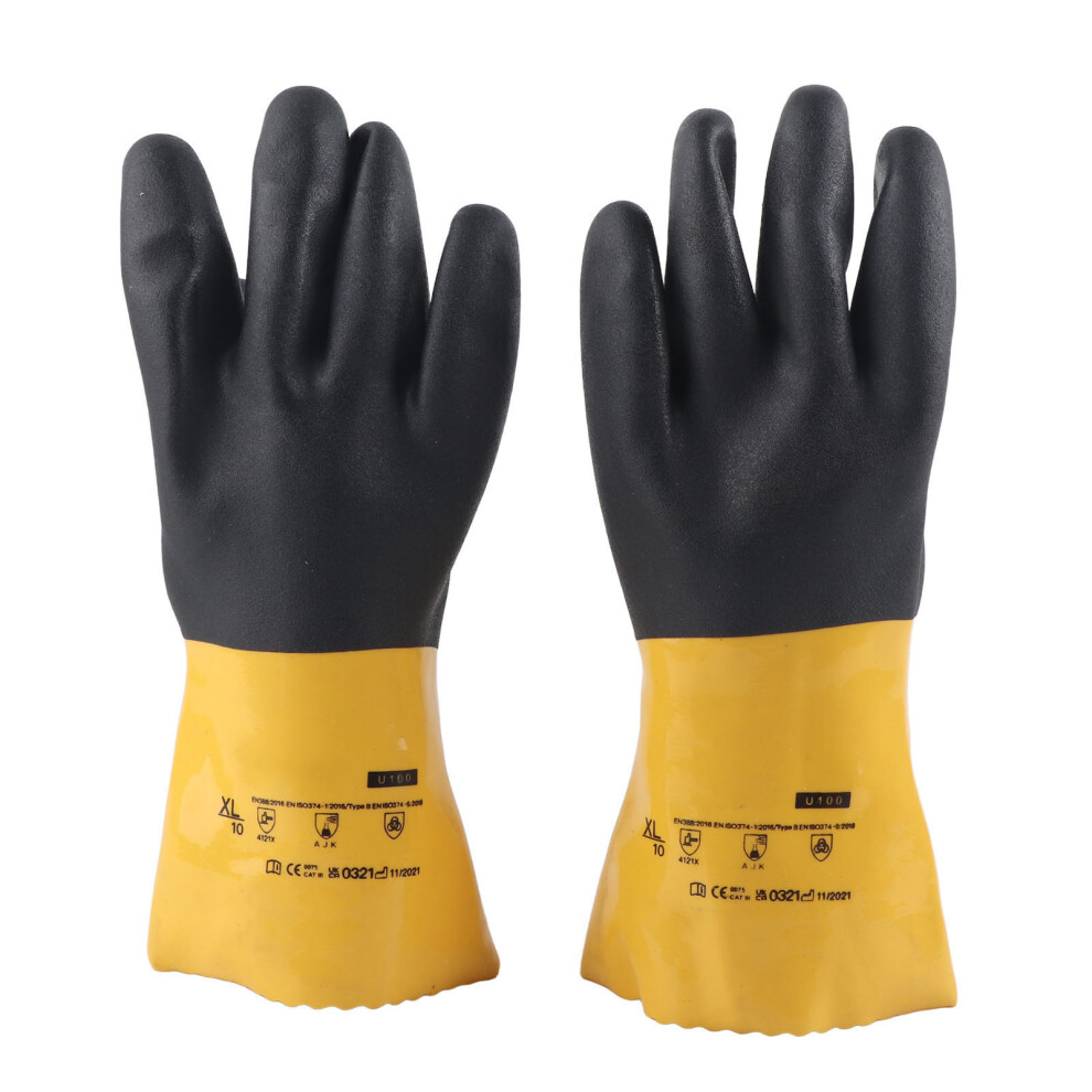 (Xl) Pvc Coated Safety Gloves Oil Acid Alkali Resistance Chemical Industry 604725145680