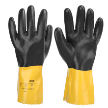 (M) PVC Coated Safety Gloves Oil Acid Alkali Resistance Chemical Industry