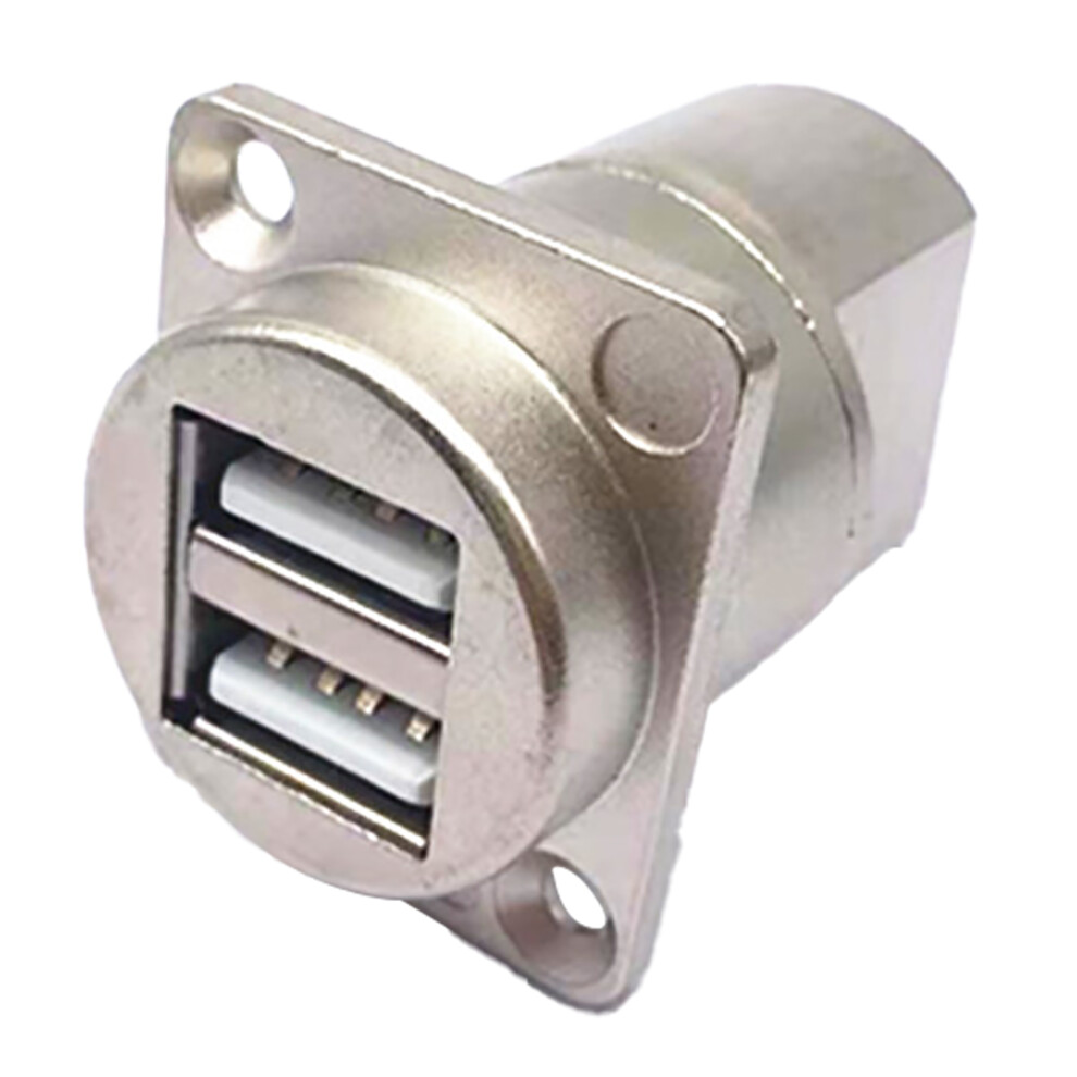( Shell) Usb Panel Mount Female To Female Dual Port D Type Socket Silver/Black 604725092007