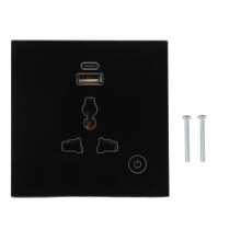 (Black) WiFi Smart Steckdose Tuya Touch USB-C 95-250V