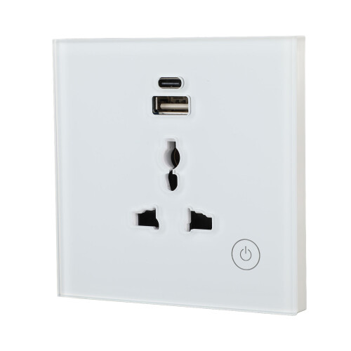 (White) WiFi Smart Steckdose Tuya Touch USB-C 95-250V 2