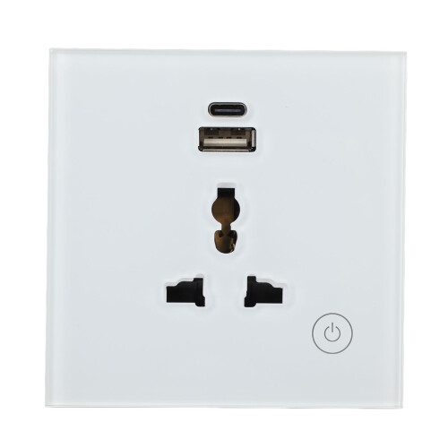 (White) WiFi Smart Steckdose Tuya Touch USB-C 95-250V 1