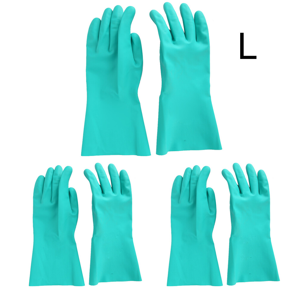 (L) 3 Pairs Chemical Resistant Nitrile Work Gloves Industrial Protector 604725159229