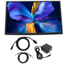 (US Plug 100‑240V) 18.5in Portable Monitor Type C 120Hz 1080P IPS Dual Speakers EU Plug