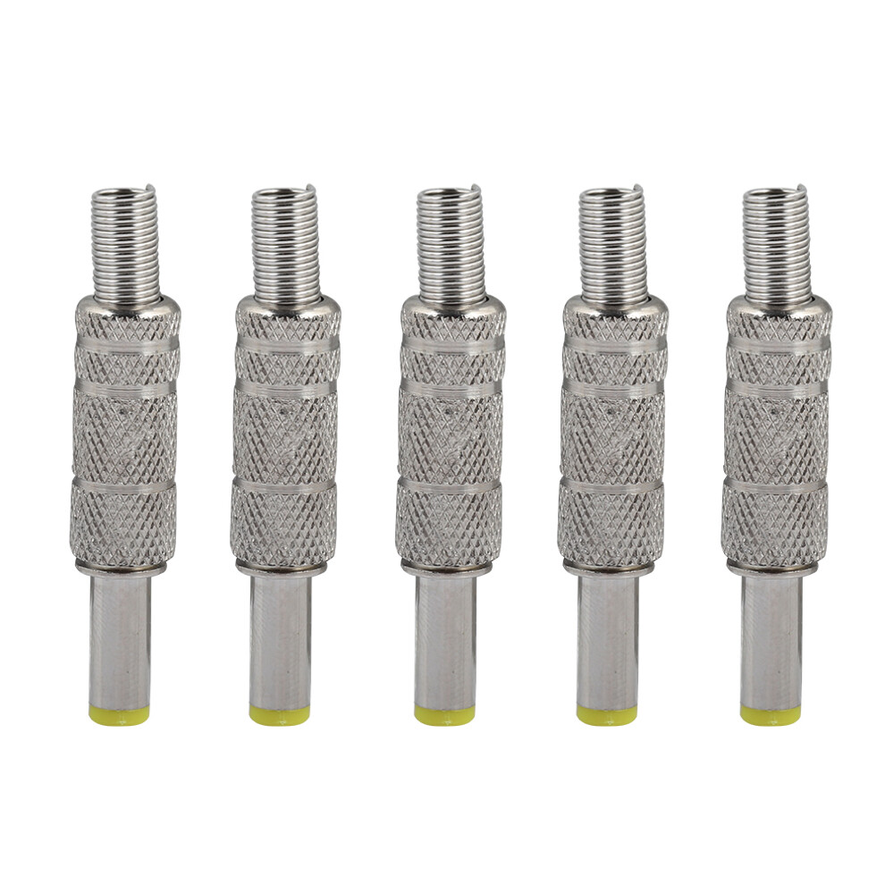 5 Pcs 5.5X2.5mm Dc Male Power Metal Plug Connector Jack Adapter Silver/Yellow 604725116475