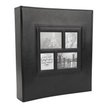 (Black) 600 Pockets 6 Inch PU Leather Photo Album Pink Easy Clean