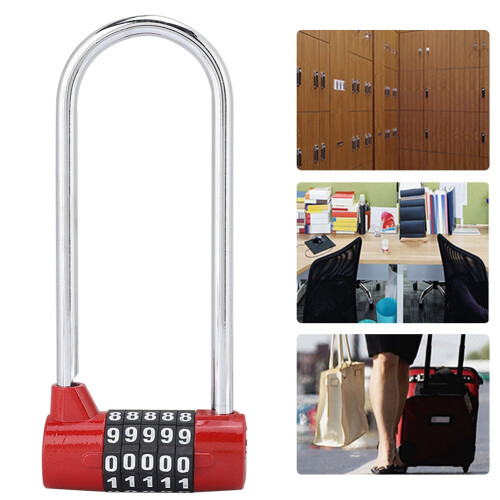Zinc Alloy U Shape Combination Digit Lock Extra Long Cabinet Padlock 1