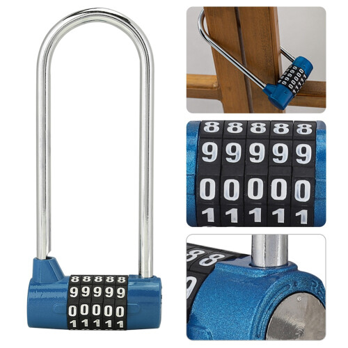Zinc Alloy U Shape Combination Digit Lock Extra Long Cabinet Padlock 1