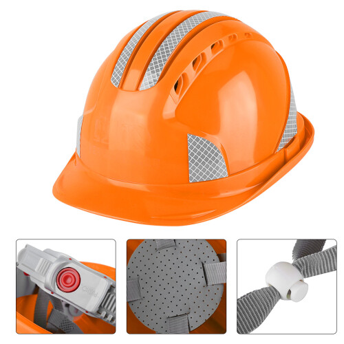 Belüfteter ABS-Sicherheitshelm mit Reflektorstreifen Orange 1