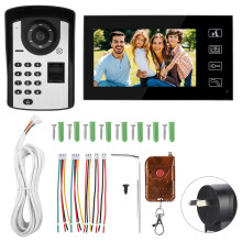 7" LCD Intercom Doorbell Fingerprint Password Remote Unlock
