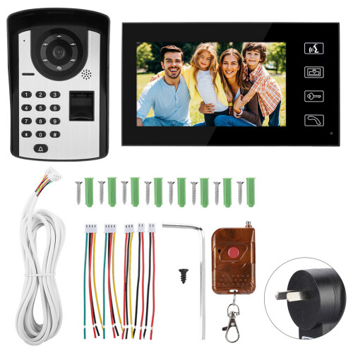 7" LCD Intercom Doorbell Fingerprint Password Remote Unlock