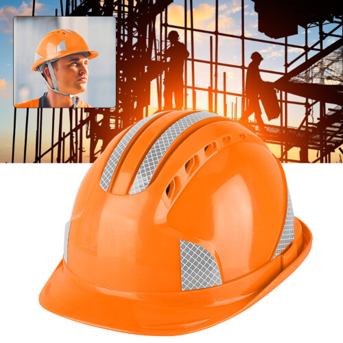 Belüfteter ABS-Sicherheitshelm mit Reflektorstreifen Orange 2