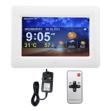 (UK Plug) WIFI 7 Inch Digital Clock 5 Alarm Weather Forecast Remote Control