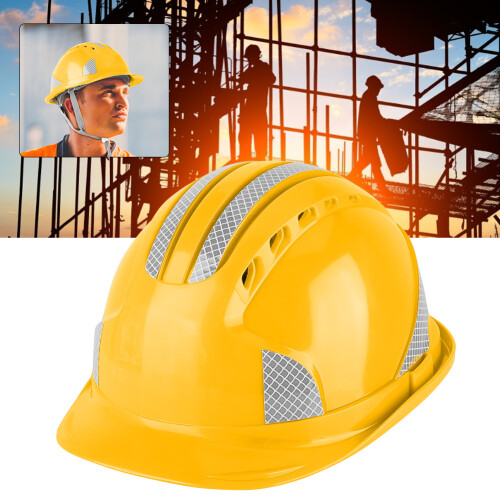 ABS-Schutzhelm mit Reflektorstreifen - Gelb 2