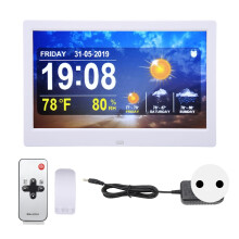 (EU Plug) WIFI Weather Clock 10in Date Time Temp Humidity Color Alarm EU Plug