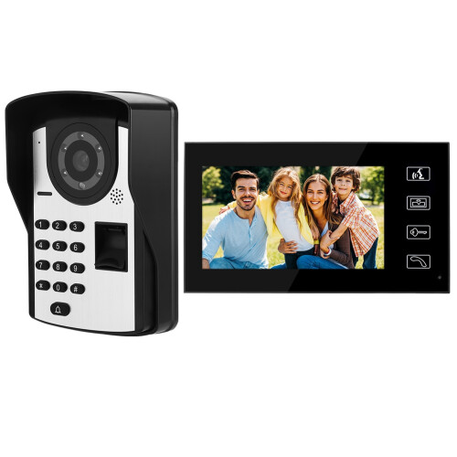 7" LCD Intercom Doorbell Fingerprint Password Remote Unlock 1