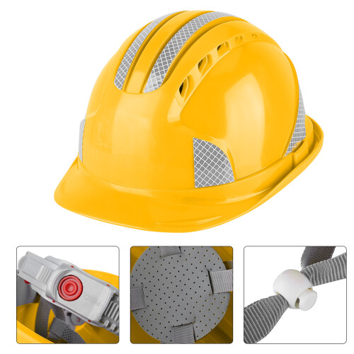 ABS-Schutzhelm mit Reflektorstreifen - Gelb 1