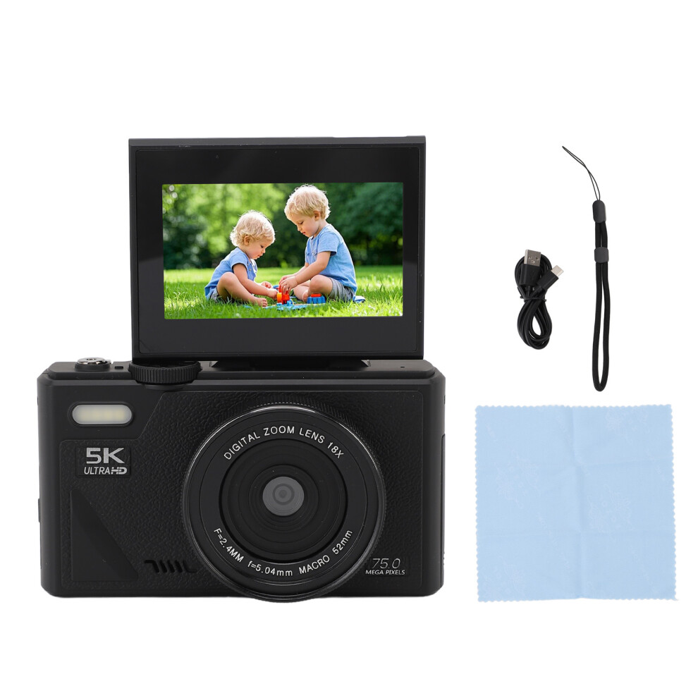 () 5K Digital Camera 75Mp Hd 18X Zoom Autofocus Mirrorless Camera Black/White 643505173802
