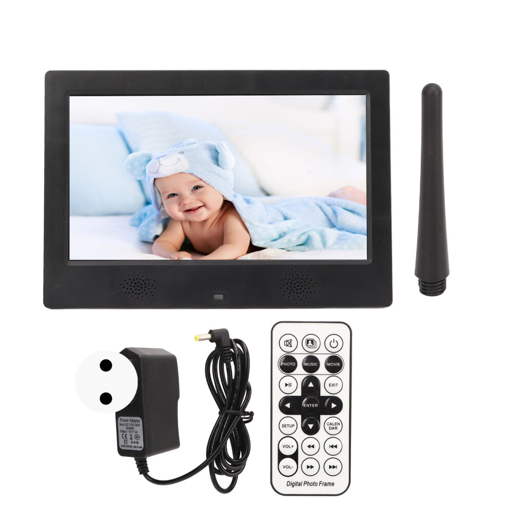 (Eu Plug) 10 Inch Digital Photo Frame Hd Remote Clock Calendar Black 643505115758