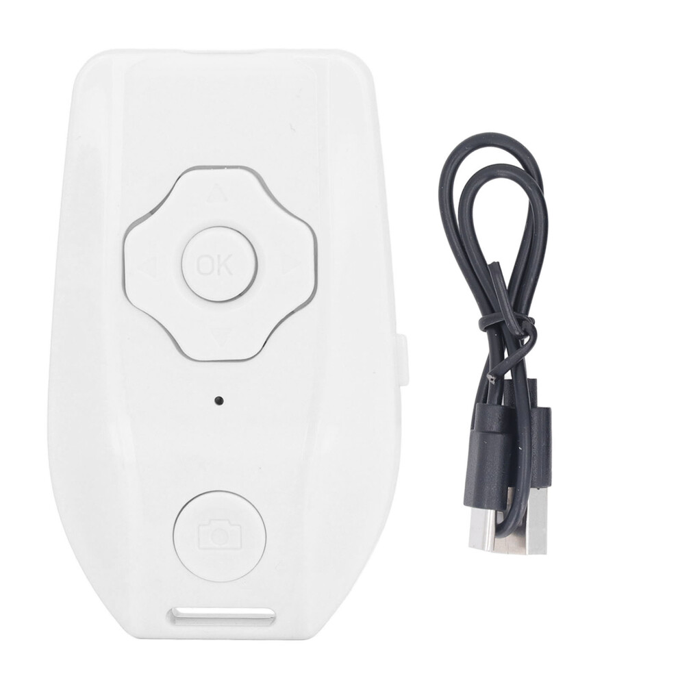 (White) Bluetooth Remote Page Turner Usb Rechargeable Wireless Camera Shutter White 643505093421