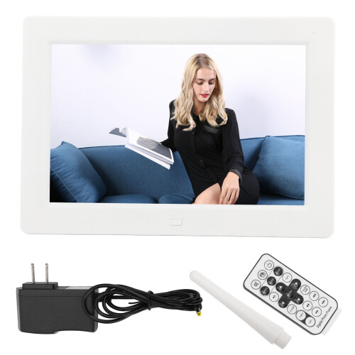 (US Plug) 8in HD Digital Photo Frame LED Display White US Plug
