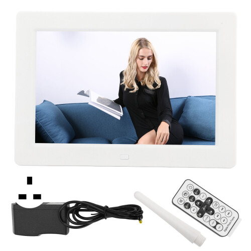 (UK Plug) 8in HD Digital Photo Frame LED Display White US Plug