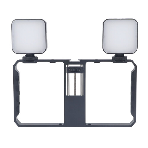 Smartphone Video Rig Cage 1/4 3/8in Thread Fill Light Windproof Mic 2