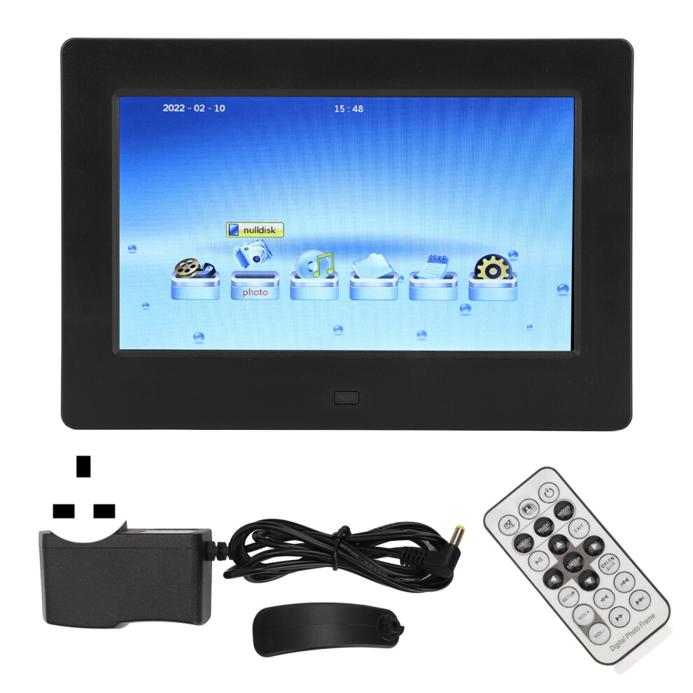 (Uk Plug) 7 Inch Digital Photo Frame Video Music Clock Calendar 100-240V Us Plug 643505118858
