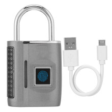 Smart Fingerprint Padlock No Password Unlock Grey Suitcase Luggage