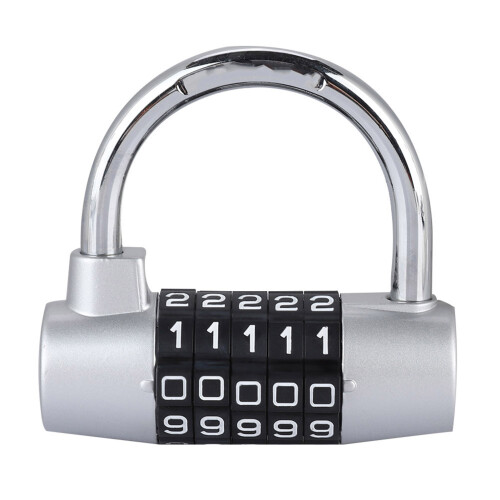 5 Digit Code Lock Padlock U Shaped Suitcase Door Silver