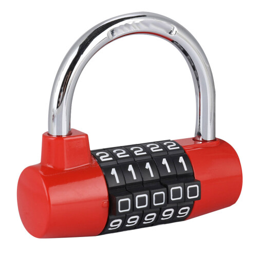 5 Digit Code Lock Padlock U shaped Suitcase Door Combination Lock Red 2
