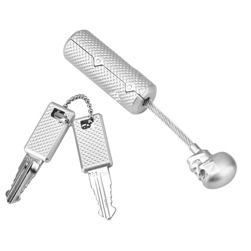 Sicheres Koffer-Schloss mit Drahtseil, Passwort, Schädel, Silber 2