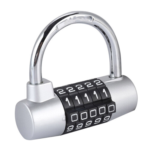 5 Digit Code Lock Padlock U Shaped Suitcase Door Silver 1