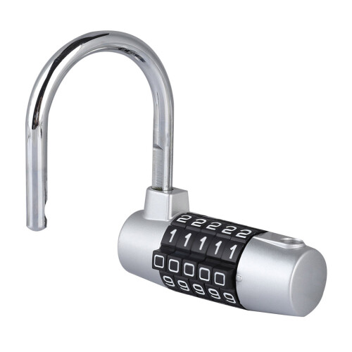 5 Digit Code Lock Padlock U Shaped Suitcase Door Silver 2