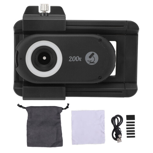 200X Rechargeable Phone Microscope with LED CPL Filter