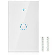 WiFi Touch Screen Switch Single Circle Alexa Google 1-Way AC White