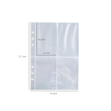 (10 Pieces 4 Grid Photo Album Paper) A5 Zipper Photo Album Transparent Insert Binder Blue