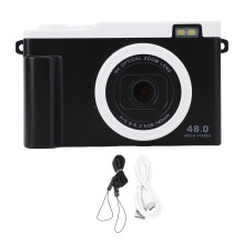 (Black) 1080P 48MP HD Dual Camera 15x Zoom LED Flash WiFi Compact Travel
