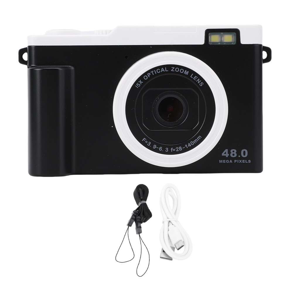 (Black) 1080P 48Mp Hd Dual Camera 15X Zoom Led Flash Wifi Compact Travel Black 643505176346